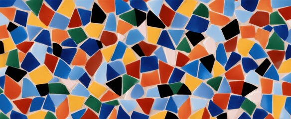 Feel the joyful energy of a vibrant colorful mosaic tile pattern bursting with emotion.