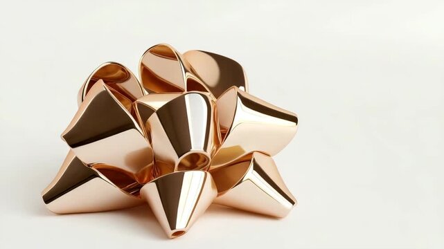 A collection of shiny golden bows sits together, creating a pleasing display. The bows are arranged neatly and glimmer softly under light, ready for decoration