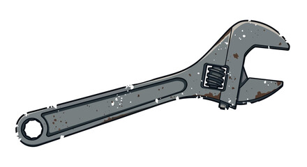 Adjustable wrench tool, vintage style illustration