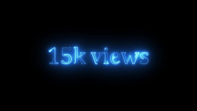 Beautiful Glowing 15K Views Icon Animation Neon Light Style Shiny Social Media Counter Graphic Motion Design Video. 15K Viral Video Views Animation | Eye-Catching Spiral Hypnotic Motion Background | 