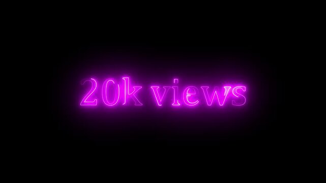 Beautiful Glowing 20K Views Icon Animation Neon Light Style Shiny Social Media Counter Graphic Motion Design Video. 20K Viral Video Views Animation | Eye-Catching Spiral Hypnotic Motion Background | 