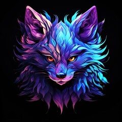 Fototapeta premium Neon fox animal mammal purple.