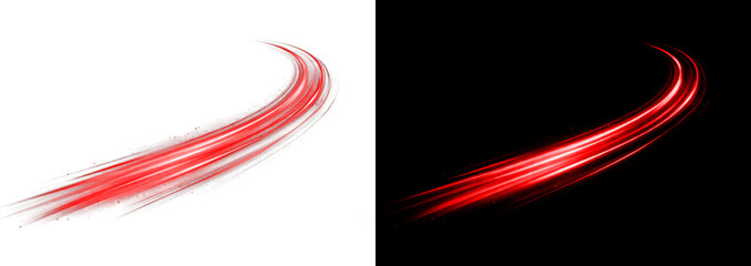 Fototapeta premium Abstract light lines trace movement in glowing red neon color