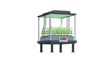 Fototapeta premium Vertical farm system with hydroponic technology and grow lights