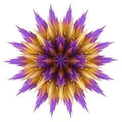 Abstract Starburst Fractal with Purple and Gold Spikes
