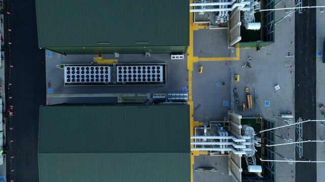 Cinematic drone footage of the Walpole grid stability plant, showcasing critical infrastructure designed to support the UK&rsquo;s renewable energy shift.