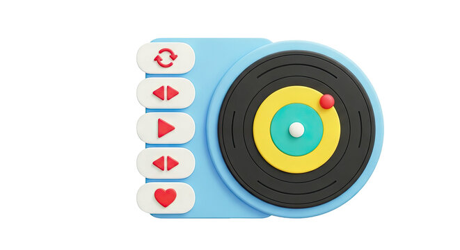 3D Rendering of a Stylized Turntable with Playback Controls