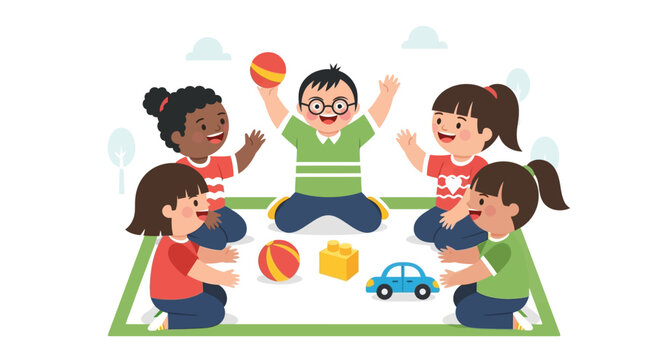 children playing together on a mat.