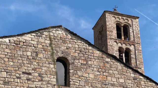Sant Climent de Ta&uuml;ll in the catalan Pyrenees, main facade and tower