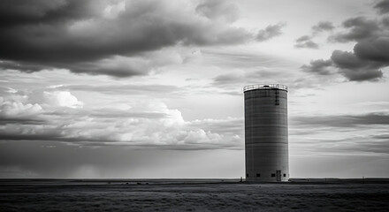 Obraz premium Vast Open Plains Lone Silo Against Big Sky