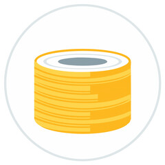 Stack of Yellow Adhesive Tapes Illustration Minimalist Tape Rolls Stationery Supplies Decoration Materials Sticky Tapes