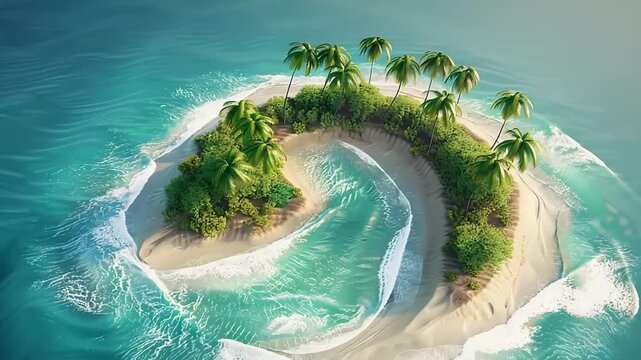 3d Isometric Low poly clay style spiral-shaped island