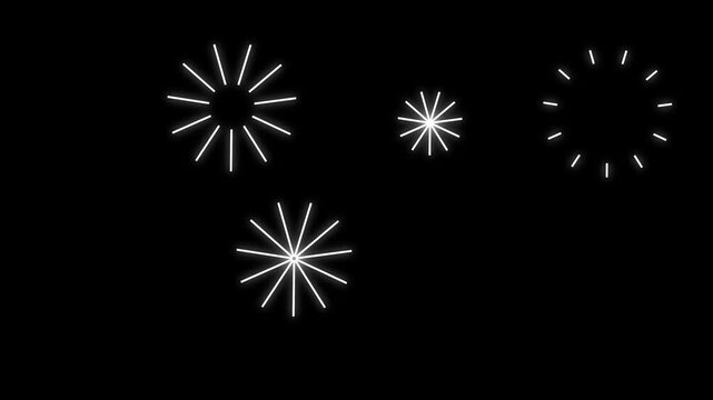 shiny sparkle lines and pop-up blust, Line shape blast animation, circle bursting firework motion graphics template, Circle bursting, circle burst line shape, line blast on black screen background,
