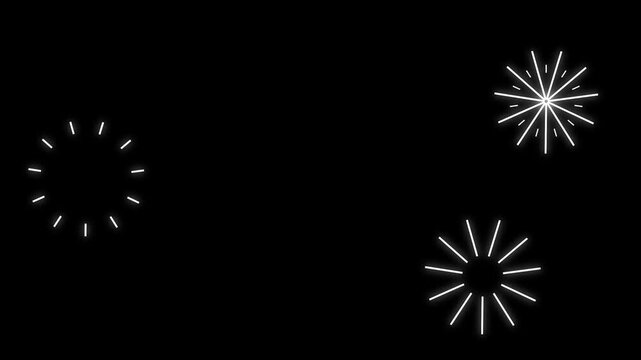 circle burst line shape, shiny sparkle lines and pop-up blust, Line shape blast animation, circle bursting firework motion graphics template, Circle bursting, line blast on black screen background,