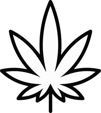 Stylized black outline of a single cannabis leaf with seven pointed lobes