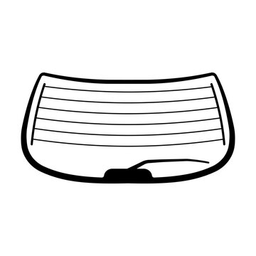 Outline Car Rear Window Icon with Defroster Lines and Wiper for Automotive Design and Repair