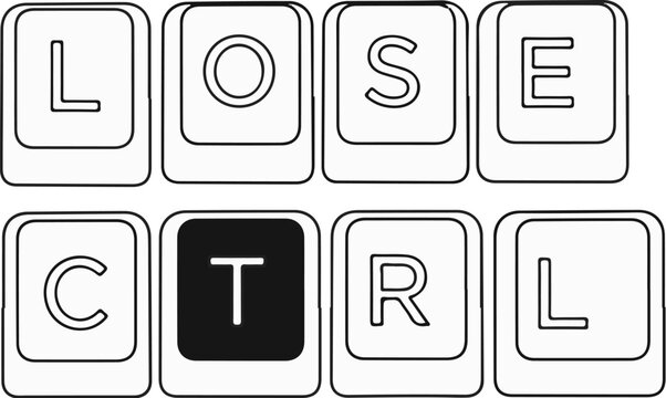 Stylized keyboard keys form the words "LOSE CTRL" with one dark key