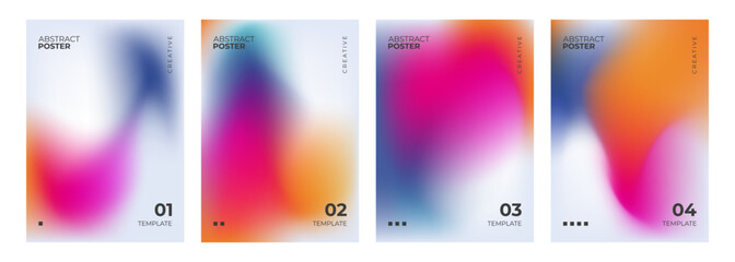 Plakat Set of abstract posters. Blurred backgrounds. Bright color gradients. Defocused color templates for creative graphic design. Vector illustration.