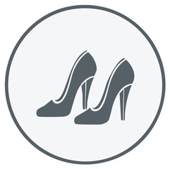Elegant pair of high heeled shoes, monochrome illustration, stylish footwear.