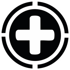 Obraz premium Medical Cross Symbol Inside a Black Circle Isolated