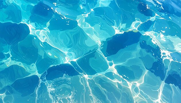 海を真上から見たアングルのイラスト　生成AI素材