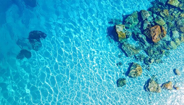 海を真上から見たアングルのイラスト　生成AI素材