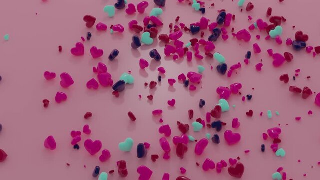 Seamless pink watercolor abstract background with paint splashes and heart patterns for a romantic Valentine's Day wallpaper design