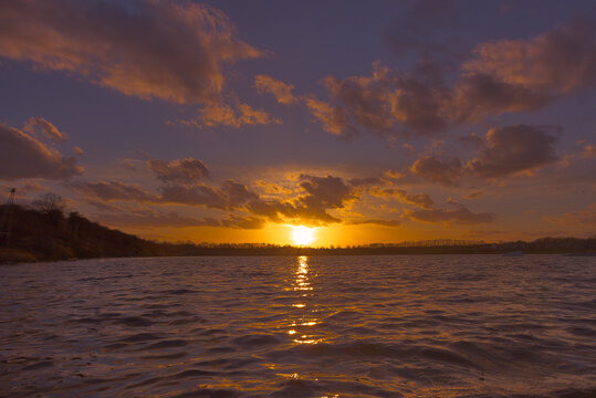 Golden Hour Stunning Sunset at Beeby's Lake, Peterborough, England, UK