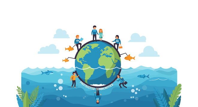 Earth Day Celebration Representing Global Unity and Environment. Vector Illustrations. EPS Editable