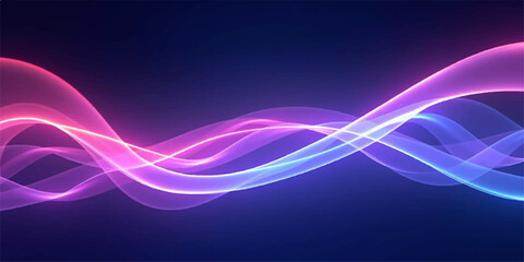 An abstract colorful wallpaper design featuring flowing blue and purple waves with glowing light lines, creating a vibrant motion texture and artistic energy pattern on a vector background © lima