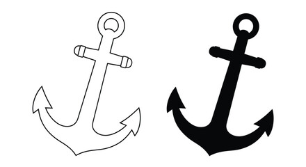 Two nautical anchors displayed in contrasting black and white silhouette © Santa