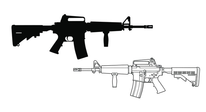 Detailed illustration of an ar 15 rifle showcasing its form silhouette