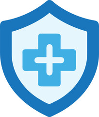 Fototapeta premium Blue Shield with White Medical Cross Icon Healthcare Security Concept