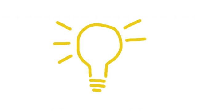 Hand Drawn Light Bulb Idea Inspiration Animated Icon