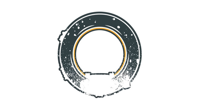 Round grunge frame with golden ring and snow effect