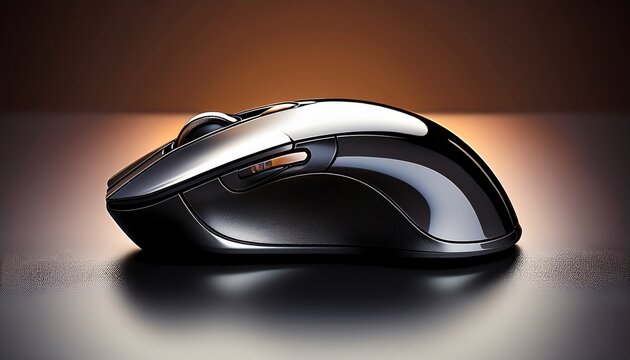 sleek black computer mouse with scroll wheel