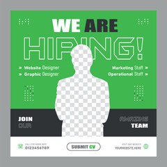 We are hiring job vacancy web banner and social media post template