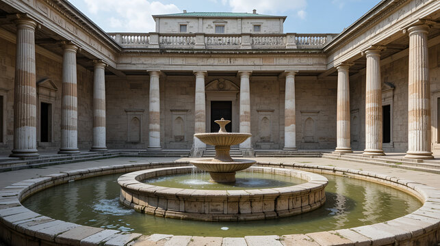 Rome, Italy. Lower peristyle fountain Augusti Palace (Domus Augustana, the end of I c. BC). The personal chambers of the Emperor