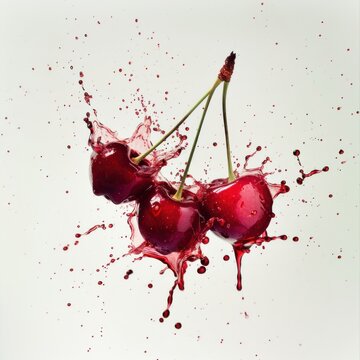 Exploding 3 cherry food fruit photography.
