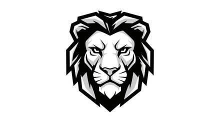 Obraz premium Black and White Lion Head Illustration.