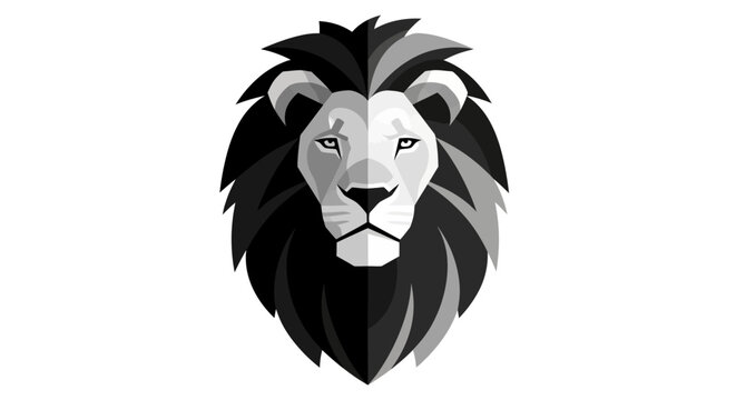 Black and White Lion Head Illustration.
