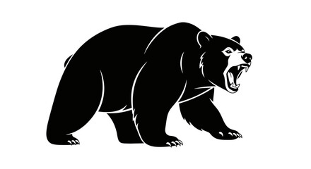 Fototapeta premium Black Bear Illustration Aggressive Stance Roaring.