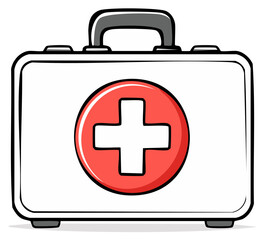 Obraz premium Classic white first aid kit with red cross symbol for emergency medical care and safety preparedness