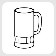 Classic Beer Mug Illustration in Bold Black Line Art Hand Drawn Style for Bar and Restaurant Menu Design.