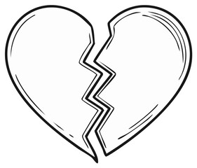 Obraz premium Hand Drawn Broken Heart Vector Illustration Depicting Emotional Pain and Separation, Heartbreak Concept