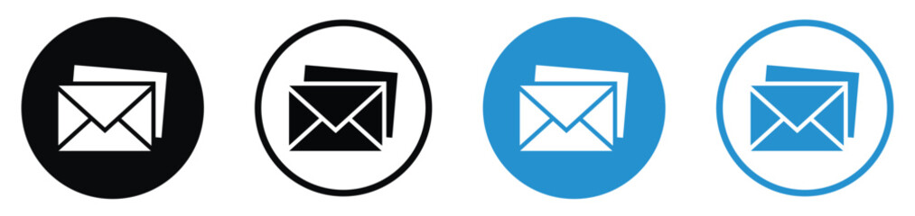 Versatile set of envelope icons in solid and outline styles. Represents electronic mail, business correspondence, and online messaging for contact pages and marketing materials.