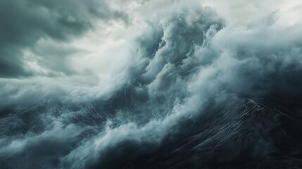 Obraz premium Dramatic cloud formation with shades of gray and blue in the atmosphere