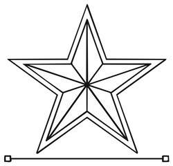 Obraz premium Bold Outline of Stylized Star Illustration, Classic Symbol with Geometric Shapes and Decorative Line