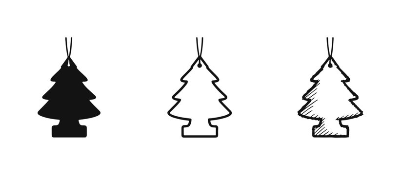 Car Air Freshener Tree Icon Set for Automotive Scent and Refreshment