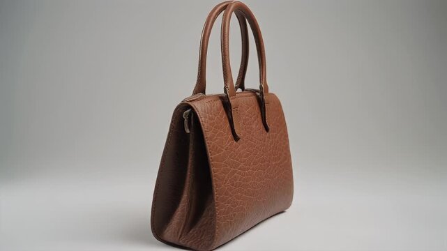 Elegant brown leather handbag with a classic design and polished finish, perfect for everyday use or special occasions